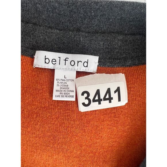 Belford Women's Reversible Double-Face Vest Gray Orange Pima Cotton Size L - Picture 8 of 8